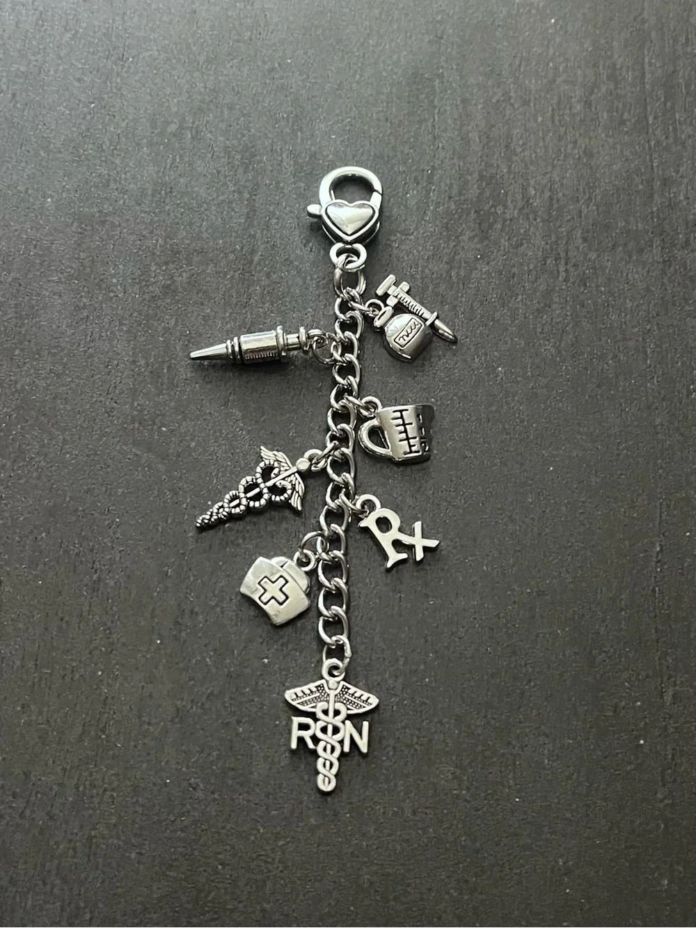Silver Nurse RN Medical Charm Bracelet Dangle